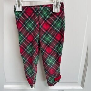 Holiday Time 2T Girls Red and Green Plaid Christmas Casual Leggings Pants